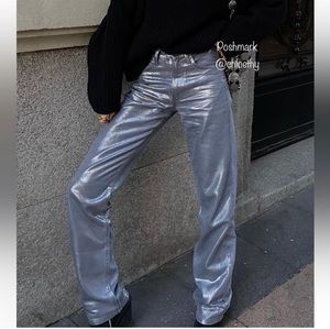 Zara TRF STRAIGHT WAXED JEANS